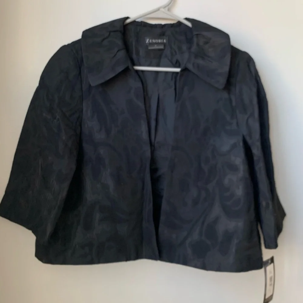 ZENOBIA Women’s Black Textured Print Lined Jacket Blazer